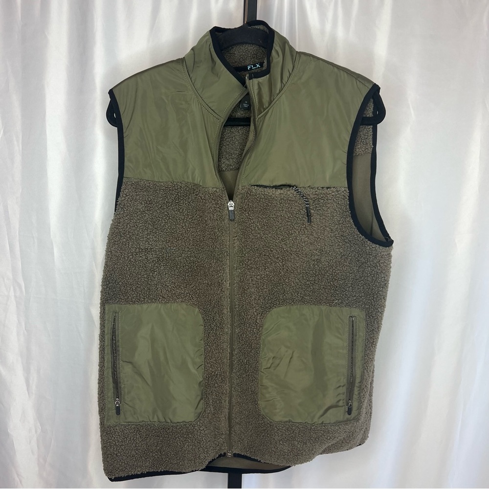 Flx Outdoor Sherpa Vest Green Color, size Medium